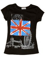 Black union jack and London images fashion t-shirt