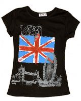 Black union jack and London images fashion t-shirt