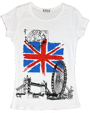 White union jack and London images fashion t-shirt